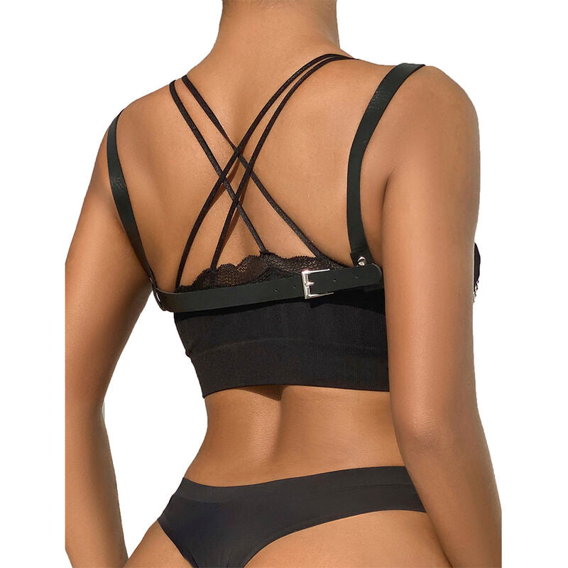 SUBBLIME - 953713 CEINTURE PUNK BONDAGE BOUCLE MÉTAL NOIR TAILLE UNIQUE