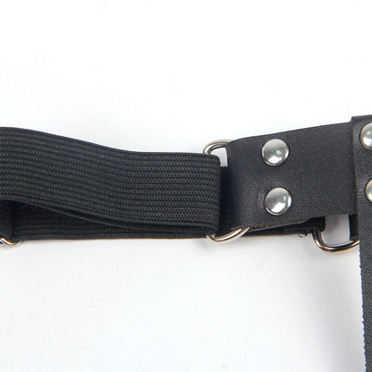 SUBBLIME - 953744 ADJUSTABLE BLACK LEATHER PUNK GARTER ONE SIZE
