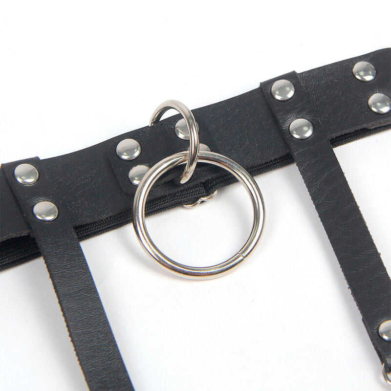 SUBBLIME - 953744 ADJUSTABLE BLACK LEATHER PUNK GARTER ONE SIZE