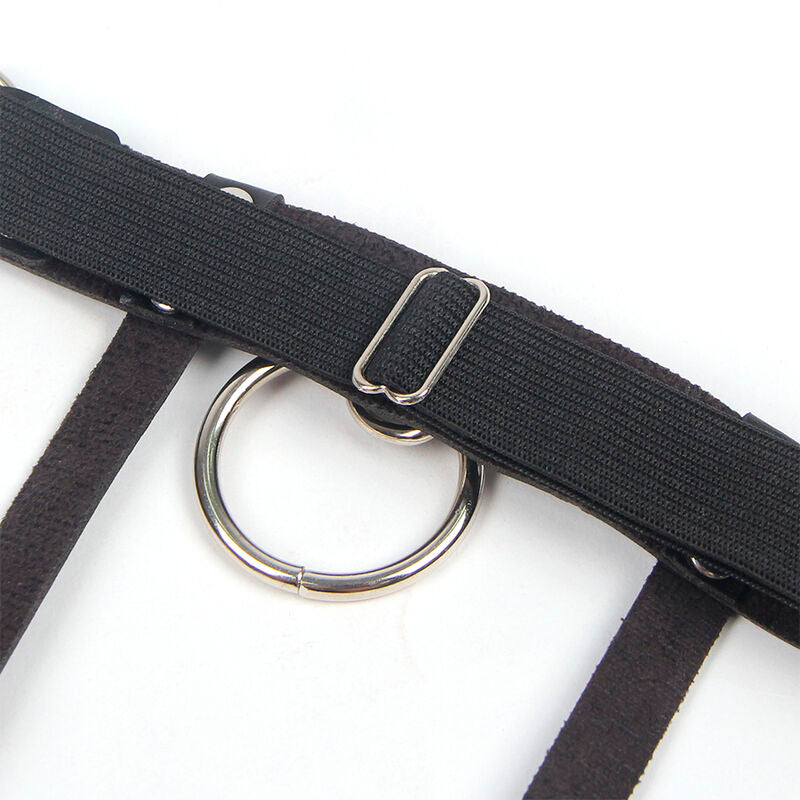SUBBLIME - 953744 ADJUSTABLE BLACK LEATHER PUNK GARTER ONE SIZE