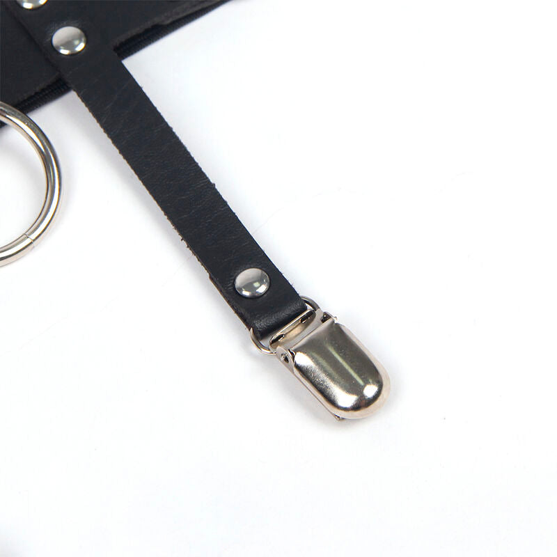 SUBBLIME - 953744 ADJUSTABLE BLACK LEATHER PUNK GARTER ONE SIZE