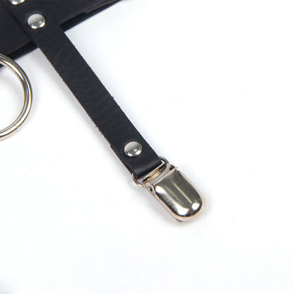 SUBBLIME - 953744 ADJUSTABLE BLACK LEATHER PUNK GARTER ONE SIZE
