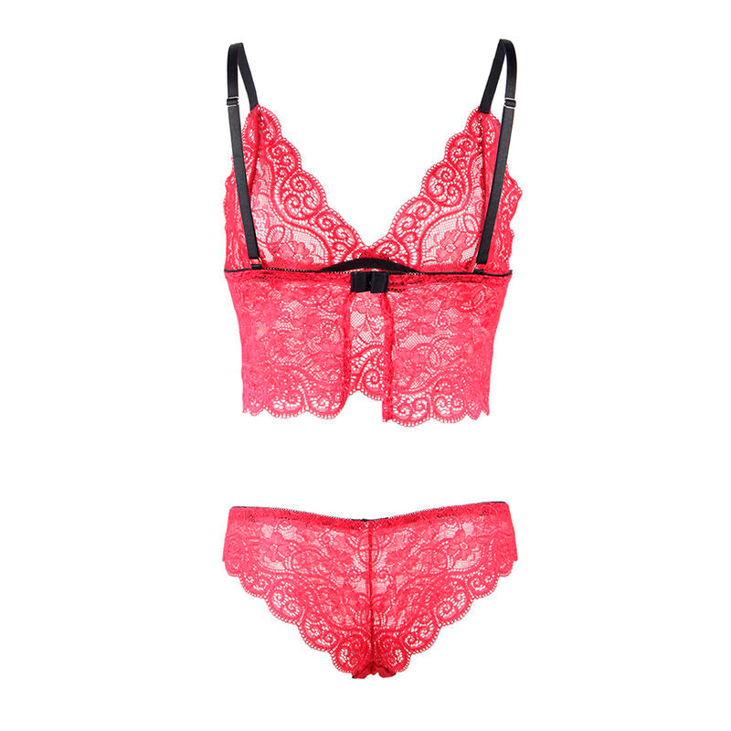 SUBBLIME - 953898 3-PIECE RED LACE AND SATIN SET S/M