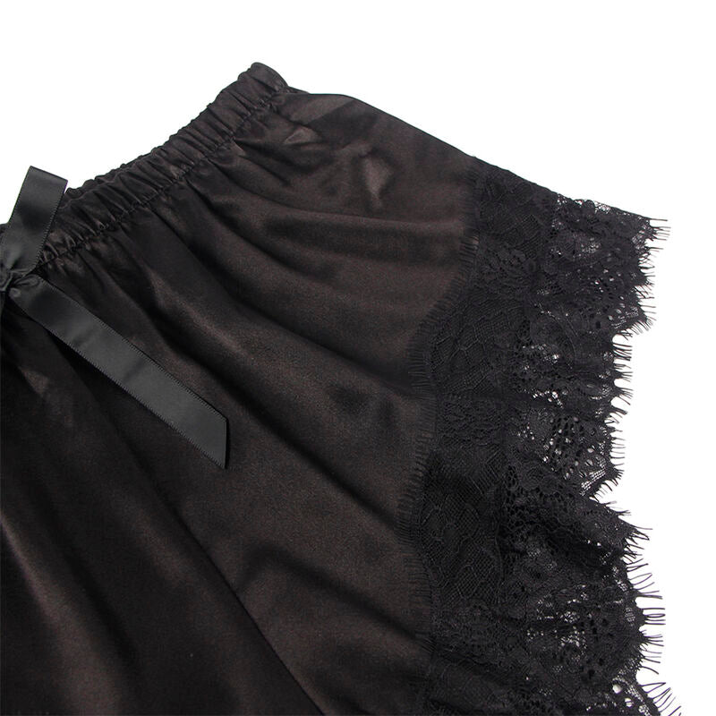 SUBBLIME - 953942 PYJAMA SEXY EN SATIN ET DENTELLE NOIRE L/XL