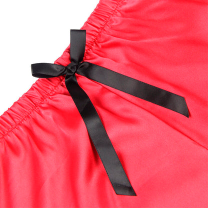 SUBBLIME - 953966 PYJAMA SEXY SATIN ET DENTELLE NOIR/ROUGE L/XL