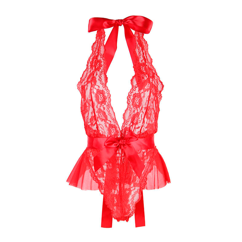 SUBBLIME - 953980 BODY SEXY À VOLANTS + CEINTURE ROUGE L/XL