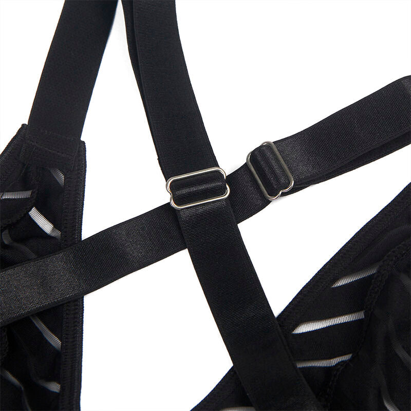 SUBBLIME - 954147 BLACK GARTER BODYSUIT S/M