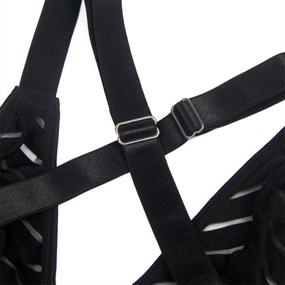 SUBBLIME - 954147 BLACK GARTER BODYSUIT S/M