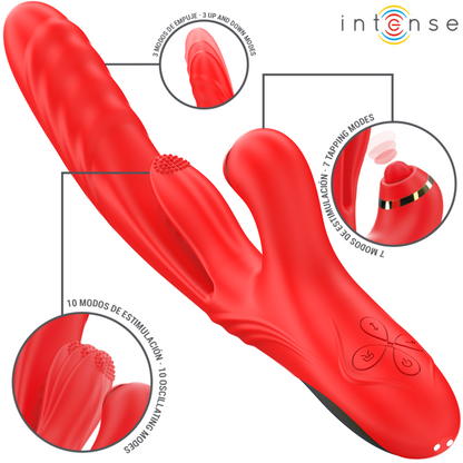 INTENSE - VIBRATEUR MULTIFONCTION 3-EN-1 ROSALIA ROUGE