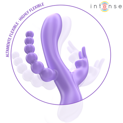 INTENSE - MIKO TRIPLE RABBIT VIBRATOR &amp; STIMULATOR &amp; ANAL 7 VIBRATIONS PURPLE