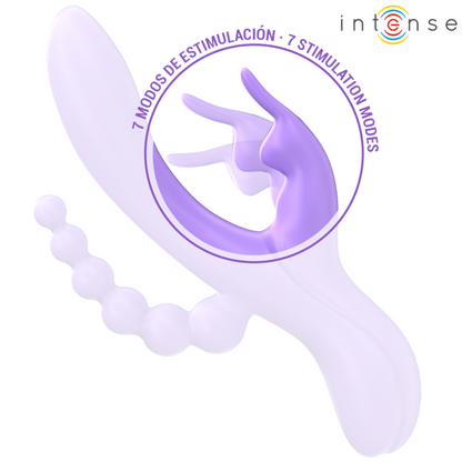 INTENSE - MIKO TRIPLE RABBIT VIBRATOR &amp; STIMULATOR &amp; ANAL 7 VIBRATIONS PURPLE