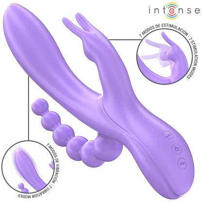 INTENSE - MIKO TRIPLE RABBIT VIBRATOR &amp; STIMULATOR &amp; ANAL 7 VIBRATIONS PURPLE