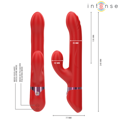 INTENSE - LELE MULTIFUNCTION ROTATING &amp; OSCILLATION &amp; STIMULATION VIBRATOR RED