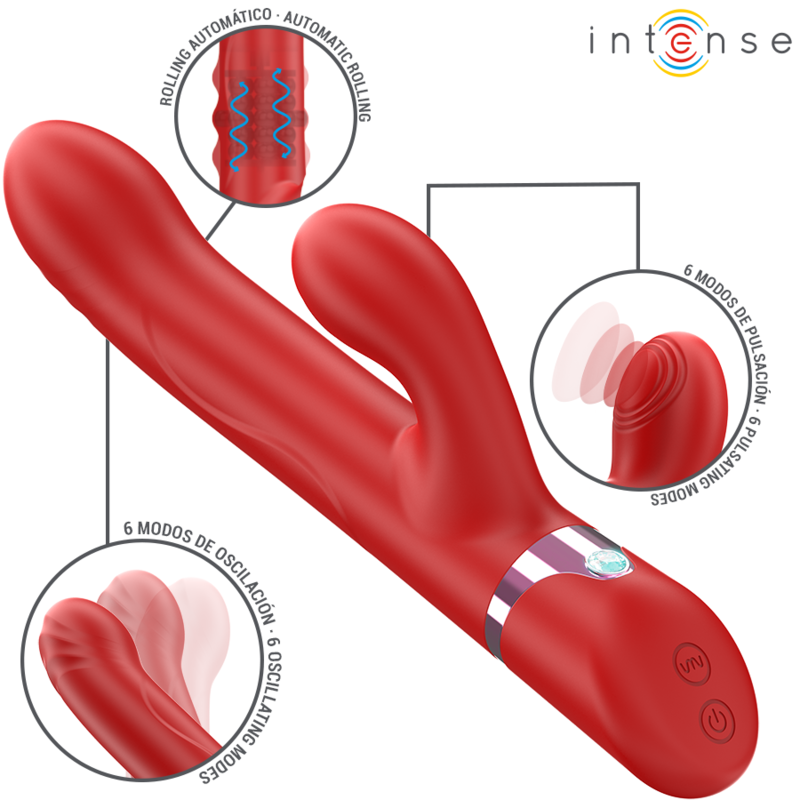 INTENSE - LELE MULTIFUNCTION ROTATING &amp; OSCILLATION &amp; STIMULATION VIBRATOR RED
