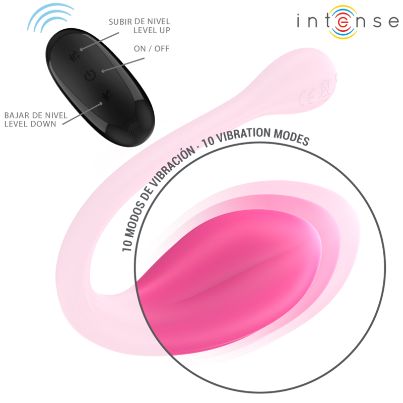 INTENSE - JANICE VIBRATOR U DOUBLE STIMULATION 10 VIBRATIONS PINK REMOTE CONTROL