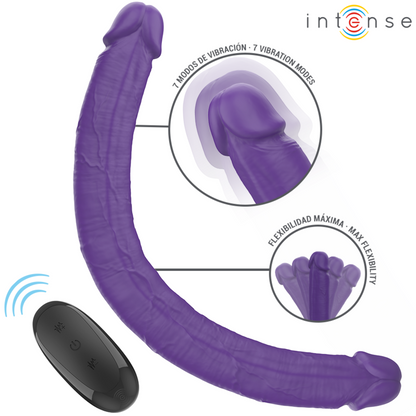 INTENSE - GUNTER DOUBLE GODE VIBRANT 40 CM VIOLET TÉLÉCOMMANDE