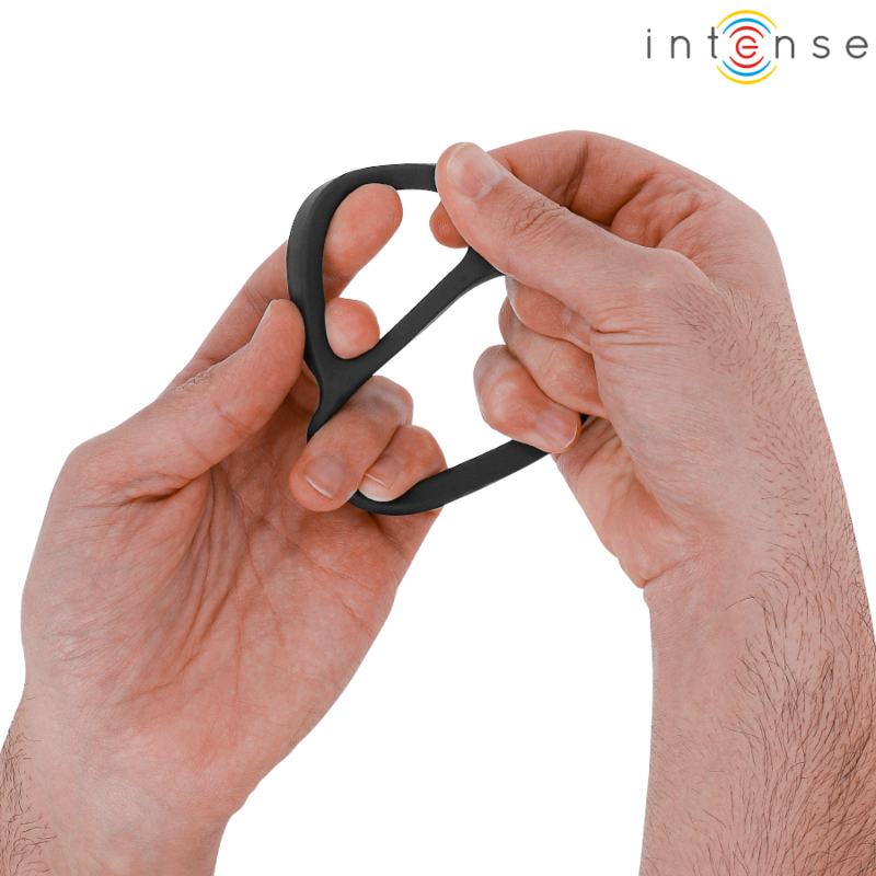 INTENSE - BOBBY DOUBLE ANNEAU PÉNITENSILE EN SILICONE NOIR