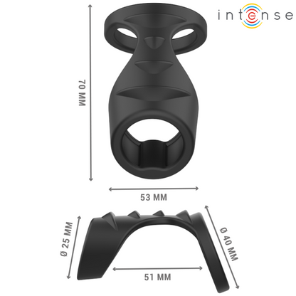 INTENSE - THEO DOUBLE ANNEAU PÉNITENSILE EN SILICONE NOIR MODÈLE 3