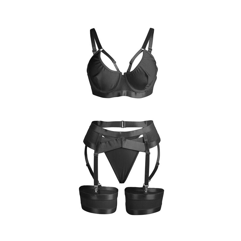 SUBBLIME - 955243 ENSEMBLE SOUTIEN-GORGE ET PORTE-JARRETELLES NOIR L/XL
