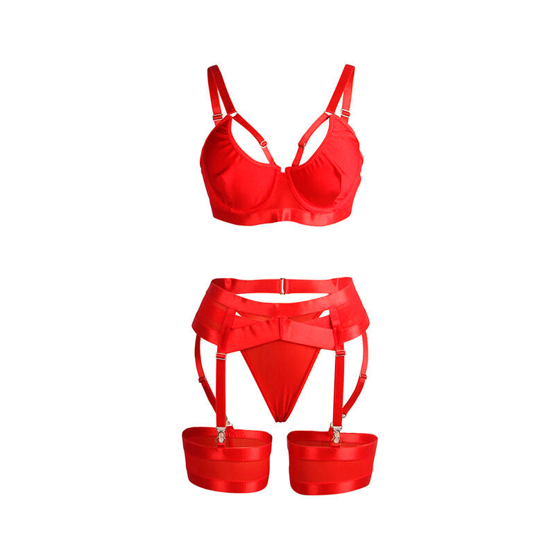 SUBBLIME - 955267 SET SUJETADOR CON LIGUERO BONDAGE ROJO L/XL