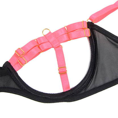 SUBBLIME - 955298 ENSEMBLE COLLIER ET SOUTIEN-GORGE ROSE FLUORESCENT S/M