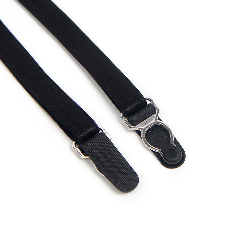 SUBBLIME - 955502 LACE BODYSUIT WITH BOWS AND GARTER STRAP BLACK L/XL