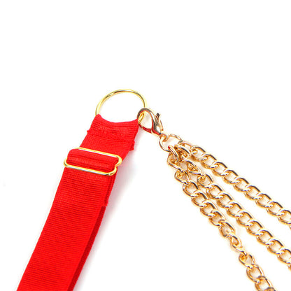 SUBBLIME - 955519 RED MESH HEART CHAIN ​​BRA SET S/M