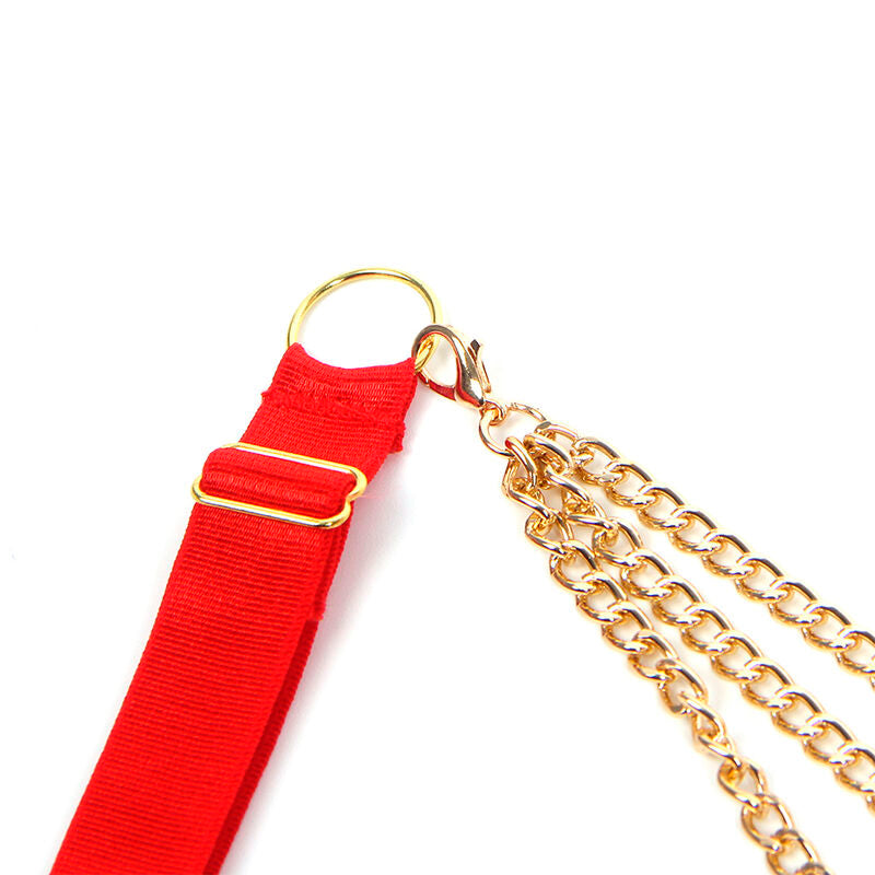 SUBBLIME - 955526 RED MESH HEART CHAIN ​​BRA SET L/XL