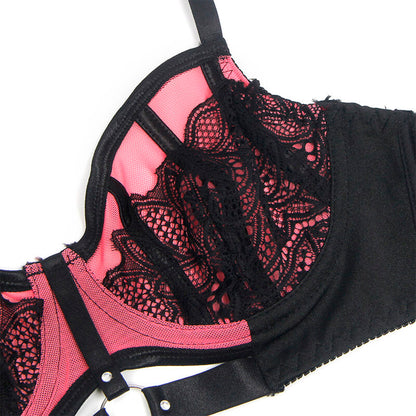SUBBLIME - 955588 PINK PATENT MESH ZIP-UP BRA SET L/XL