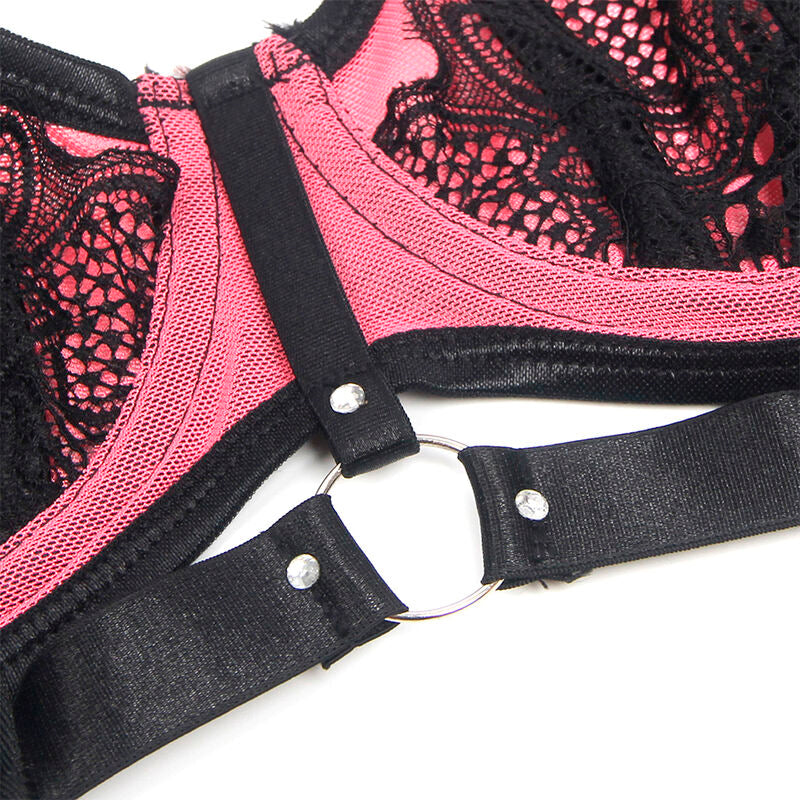 SUBBLIME - 955588 PINK PATENT MESH ZIP-UP BRA SET L/XL