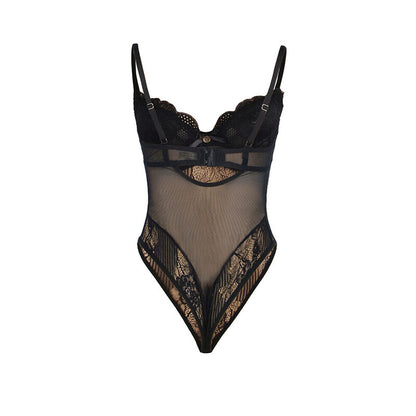 SUBBLIME - 955618 BODY EN DENTELLE AVEC FERMETURE INFÉRIEURE NOIR S/M