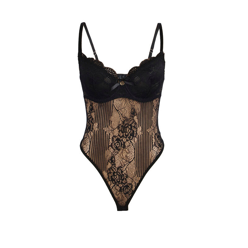 SUBBLIME - 955618 BODY EN DENTELLE AVEC FERMETURE INFÉRIEURE NOIR S/M