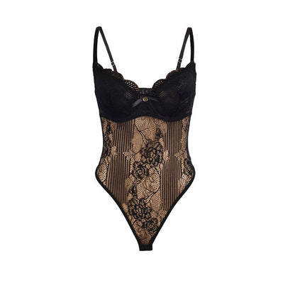 SUBBLIME - 955618 BODY EN DENTELLE AVEC FERMETURE INFÉRIEURE NOIR S/M