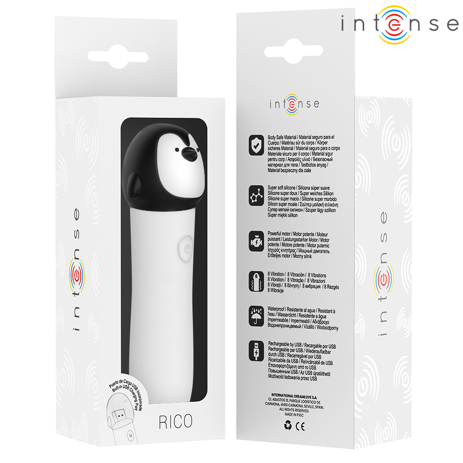 INTENSE - RICO USB RECHARGEABLE PENGUIN VIBRATING BULLET 10 X 2.2 CM