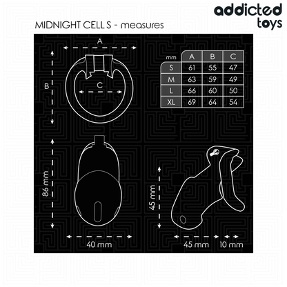 ADDICTED TOYS LOCKED - MINDNIGHT CELL JAULA PARA PENE TALLA S 4.8 CM