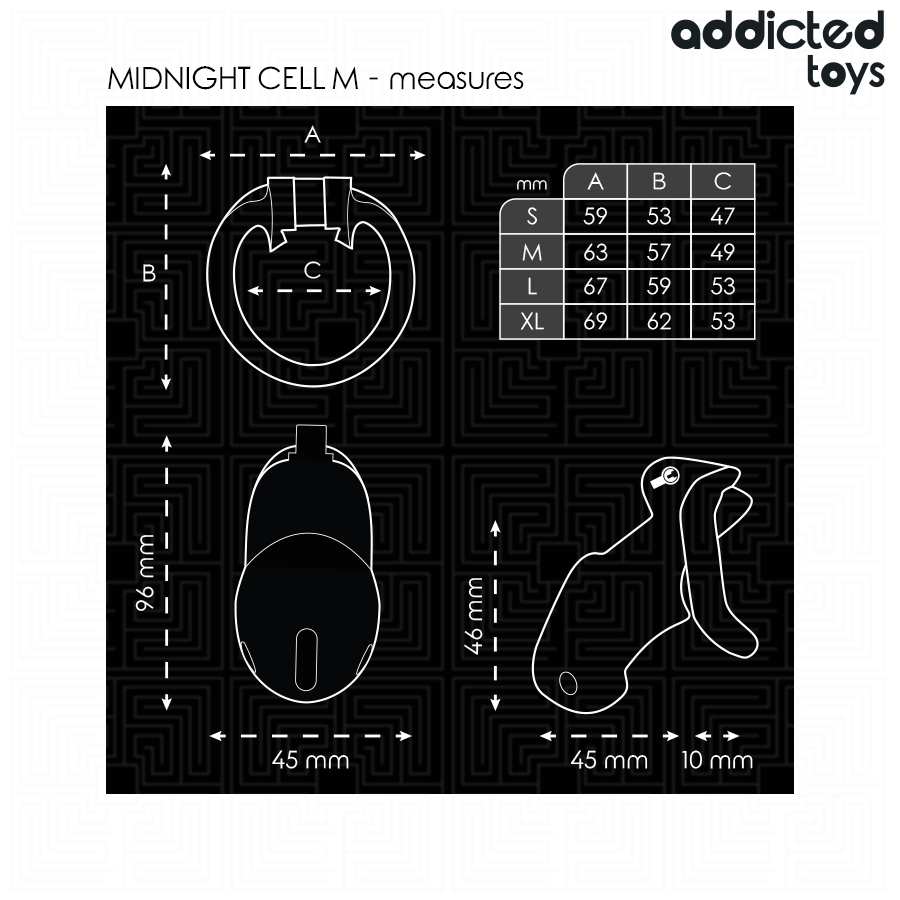 ADDICTED TOYS LOCKED - MINDNIGHT CELL PENIS CAGE 4.2 CM SIZE M