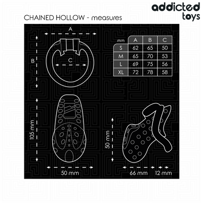 ADDICTED TOYS CAGE À PÉNIS CREUSE ENCHAÎNÉE 10,5 CM