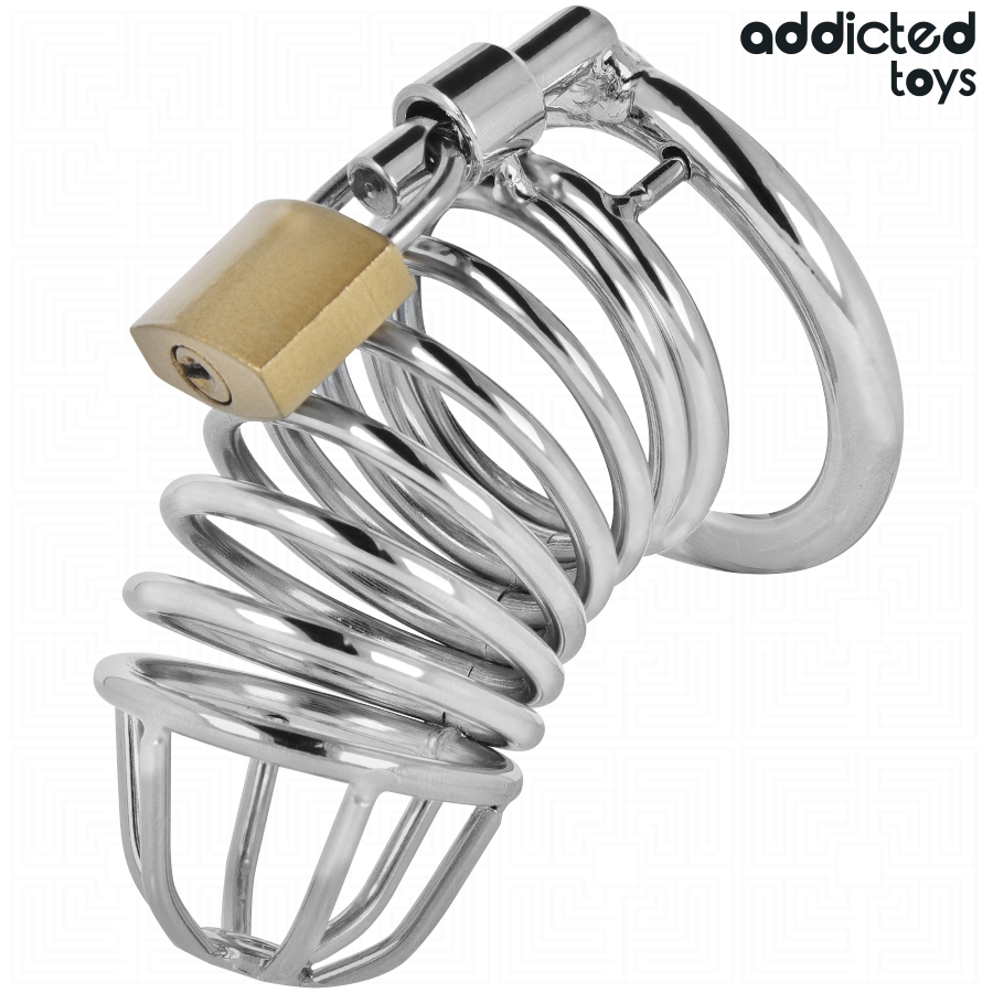 ADDICTED TOYS LOCKED - CAGE À PÉNIS EN MÉTAL IRON CELL 4 CM TAILLE S