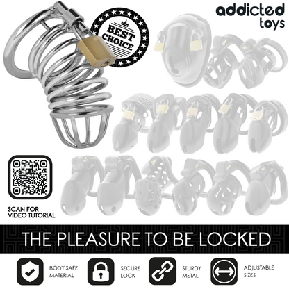 ADDICTED TOYS LOCKED - CAGE À PÉNIS EN MÉTAL IRON CELL 4 CM TAILLE S