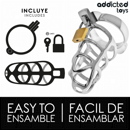 ADDICTED TOYS LOCKED - CAGE À PÉNIS EN MÉTAL AVEC VERROU ARGENT TAILLE S