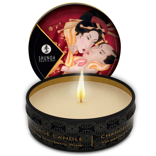 SHUNGA - MINI CARESS BY CANDELIGHT BOUGIE DE MASSAGE FRAISES ET CAVA 30 ML