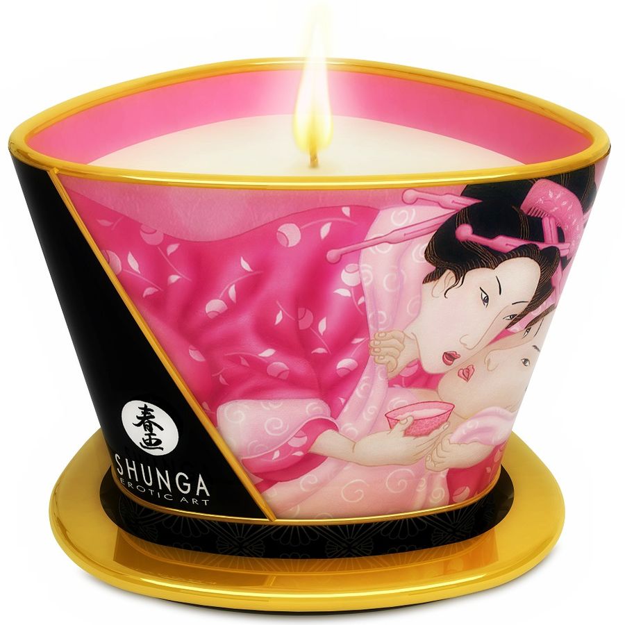 SHUNGA - MINI CARESS BY CANDELIGHT BOUGIE DE MASSAGE AUX ROSES APHRODISIAQUES 170 ML