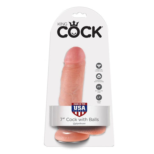 KING COCK - 7 DILDO CARNE CON BOLAS 17,8 CM