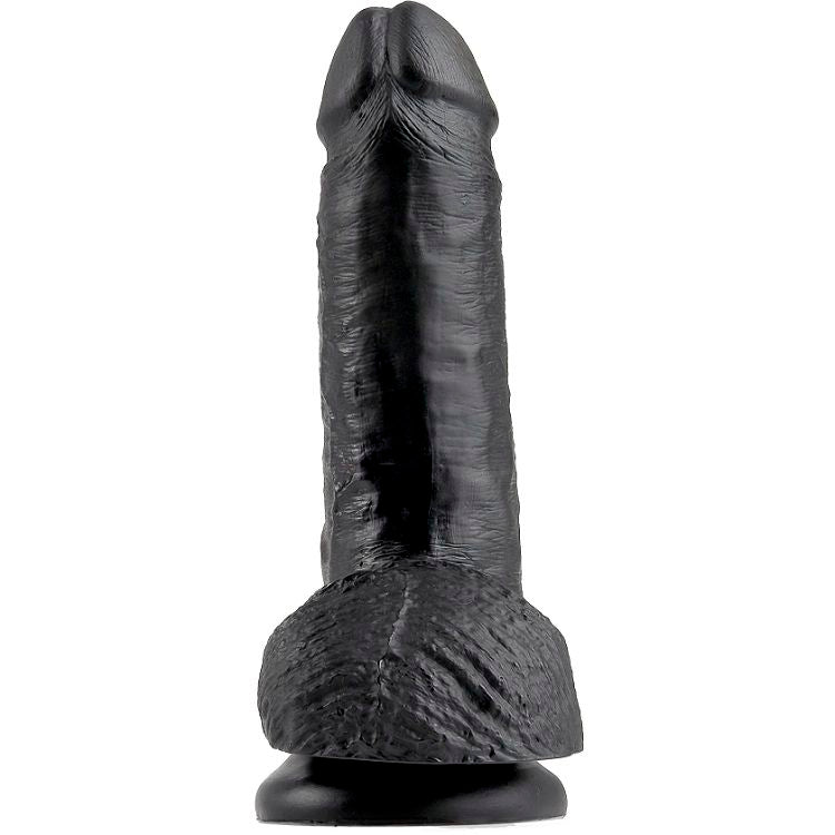 KING COCK - 7 DILDO NEGRO CON BOLAS 17,8 CM