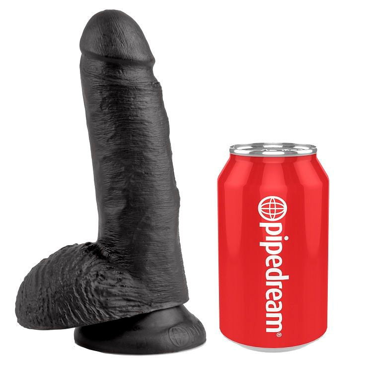 KING COCK - 7 DILDO NEGRO CON BOLAS 17,8 CM