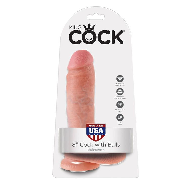 KING COCK - 8 DILDO CARNE CON BOLAS 20,3 CM