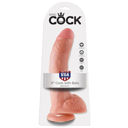 KING COCK - 9 DILDO CARNE CON BOLAS 22,9 CM