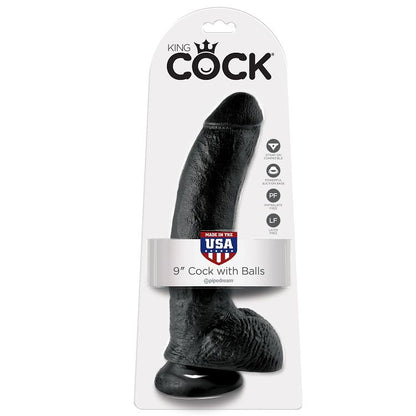 KING COCK - 9 GODE NOIR AVEC COUILLES 22,9 CM