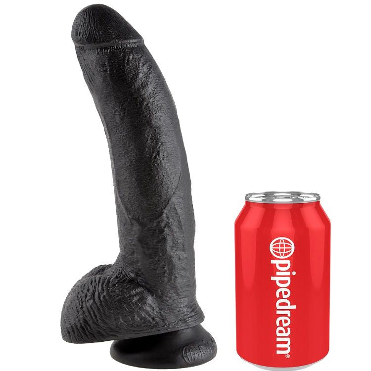 KING COCK - 9 GODE NOIR AVEC COUILLES 22,9 CM