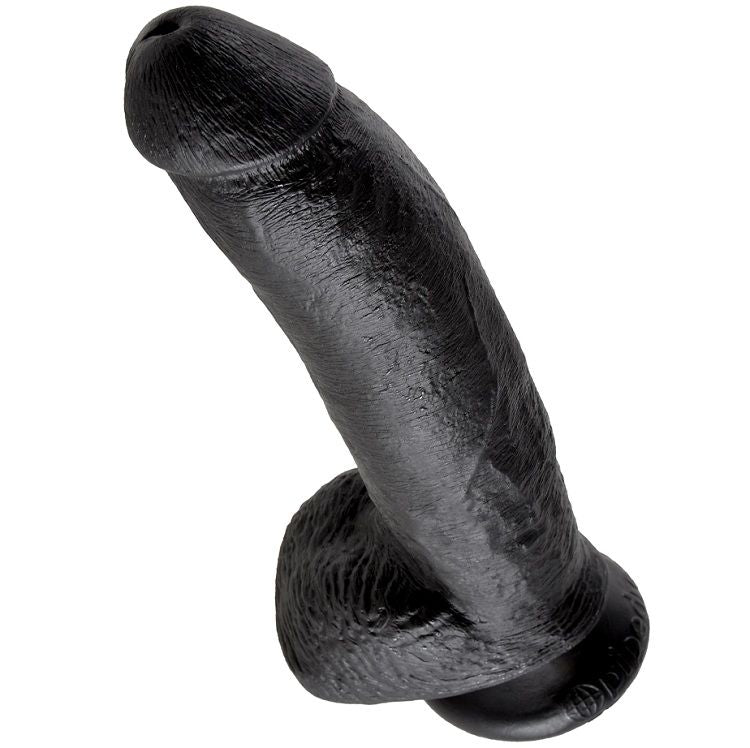 KING COCK - 9 GODE NOIR AVEC COUILLES 22,9 CM